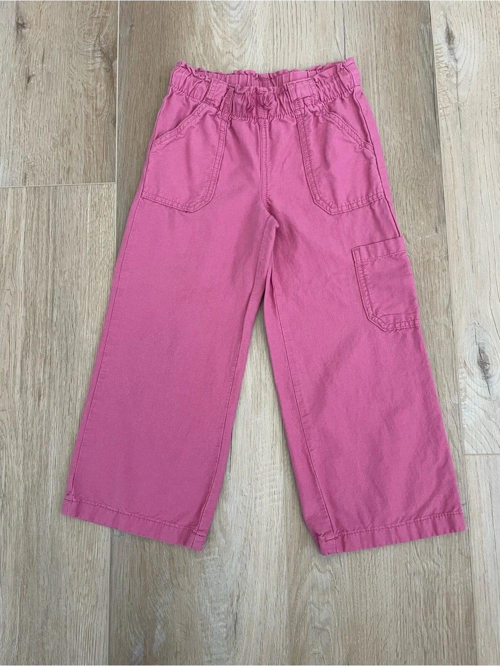 OshKosh Bgosh Girls Pants Lot Size 6 6X Pink and Striped Pull On Drawstring 2PC